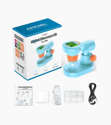 APEXEL digitalt mikroskop, 800X håndholdt mikroskop med 2” IPS-skjerm, foto- og videoportabelt mikroskop med justerbare lamper