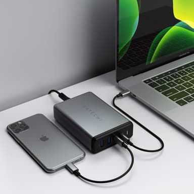Satechi 108W Pro USB-C PD stasjonær ladestasjon – 2xUSB-C PD og 2xUSB A-porter