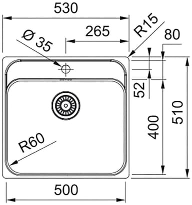 Franke Smart SRX 210-50 TL kjøkkenvask (stål)