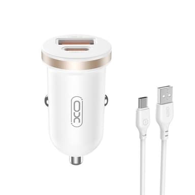 XO Billader PD 30W QC med 1xUSB og 1xUSB-C + USB til USB-C-kabel