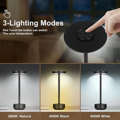 Bordlampe/nattlys med berøringskontroll og USB-lading - Svart