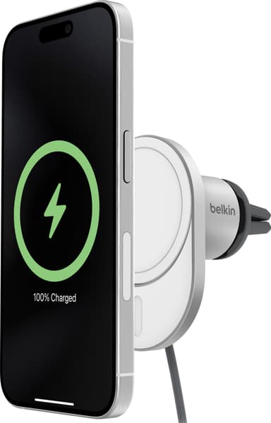 Belkin BoostCharge Pro Qi2 15W magnetisk billader (hvit)