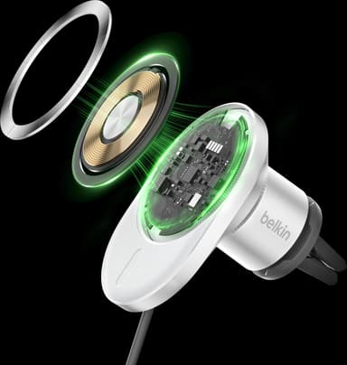 Belkin BoostCharge Pro Qi2 15W magnetisk billader (hvit)