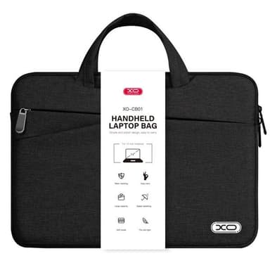 XO Laptopveske 14 Tommer – Svart, Beskyttende PC-veske med Utvendig Lomme