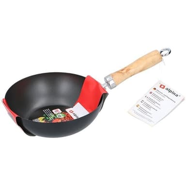 Wok-panne 20,5 cm med trehåndtak og keramisk non-stick-belegg