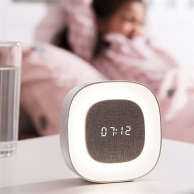 Forverer LED-vekkerklokke med nattlys - hvit
