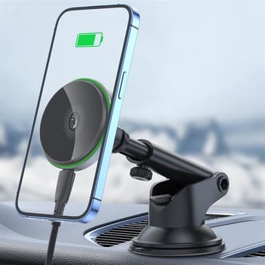 XO Magnetisk bilholder med 15 W trådløs lader og sugekopp