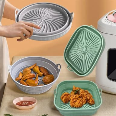 Sammenleggbart Silikonbrett for Airfryer – 20,5 x 21 cm | Enkelt å Rengjøre