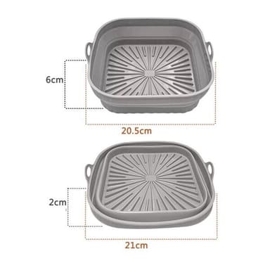 Sammenleggbart Silikonbrett for Airfryer – 20,5 x 21 cm | Enkelt å Rengjøre