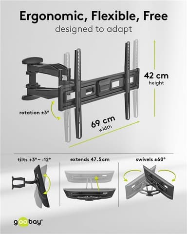 TV-veggfeste Basic FULLMOTION (L), svart TV-veggfeste Pro FULLMOTION (XL), svart