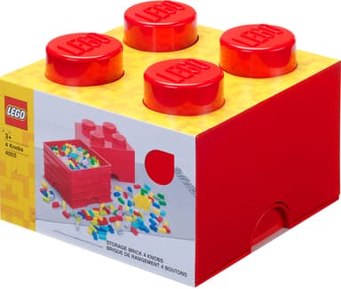 Play LEGO oppbevaringsboks (4 knotter, dyp rød)