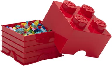 Play LEGO oppbevaringsboks (4 knotter, dyp rød)