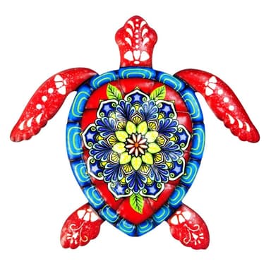 Turtle Iron Veggklistremerke Hagepynt 21,5x20cm - Rød