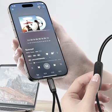 USB-C mann til 3,5 mm+USB-C kvinnelig hodetelefonadapter AUX-splitter