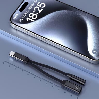 USB-C mann til 3,5 mm+USB-C kvinnelig hodetelefonadapter AUX-splitter