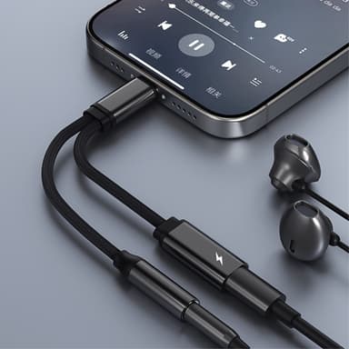 USB-C mann til 3,5 mm+USB-C kvinnelig hodetelefonadapter AUX-splitter