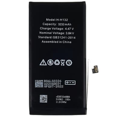 For iPhone 13 3.84V 3232mAh oppladbart Li-Polymer batteri