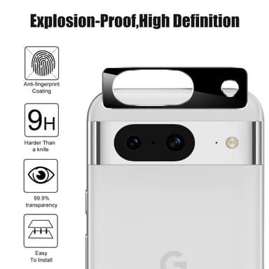 For Google Pixel 8a kameralinsedeksel Herdet glasslinsefilm