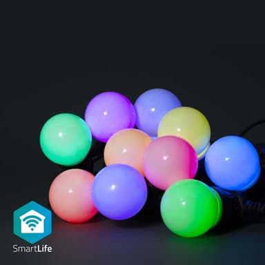 Nedis SmartLife Dekorative Lys | Party Lights | Wi-Fi | Hvit / RGB | 10 LED's | 9.00 m | Android™ | Pære diameter: 50 mm