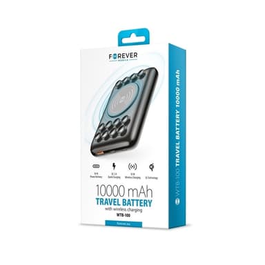 Forever Wireless Power Bank 10 000 mAh med sugekopper