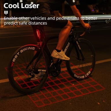 WEST BIKING Sykkelbaklys Laser Smart Bremseinduksjon Vanntett