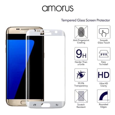 AMORUS Samsung Galaxy S7 Edge Herdet Glass - Hvit