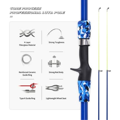 LEO 165 cm uttrekkbar glassfiber fiskestang Spinnende fiskestang