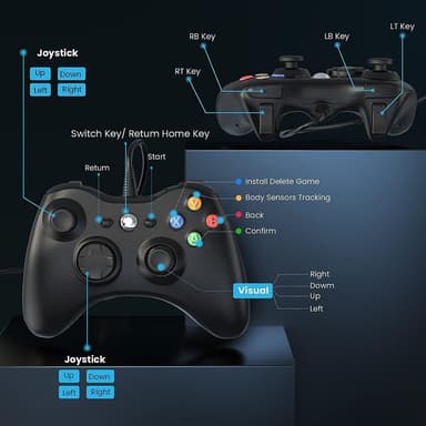 Gamepad Joystick Spillkontroller til Xbox 360 PC Windows