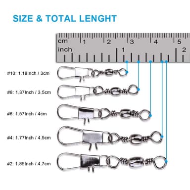 100 stk/eske Fiskekulelager Swivels Snap Connector Fisketilbehør