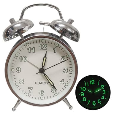 Retro Twin Bell Alarm Stille Vekkerklokke