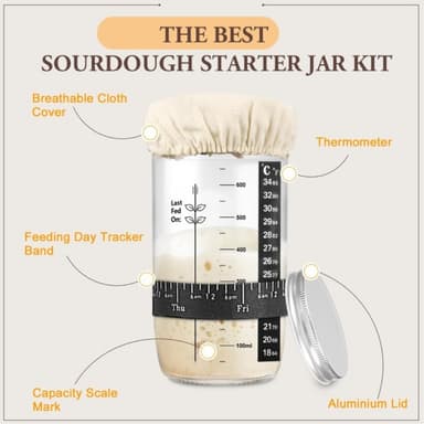 Surdeig 730ml Gjæringskrukke Startbeholder for glassbaketilbehør