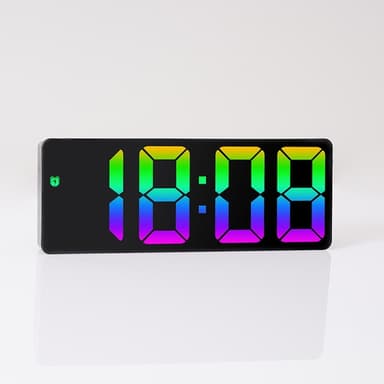 LED Klokke Elektronisk Digital Vekkerklokke Fargerik 12/24H Hvit