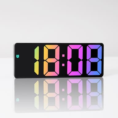 LED Klokke Elektronisk Digital Vekkerklokke Fargerik 12/24H Hvit