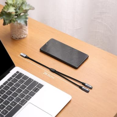 USB-C mannlig til dobbel 3,5 mm kvinnelig lydsplitter AUX-hodetelefon