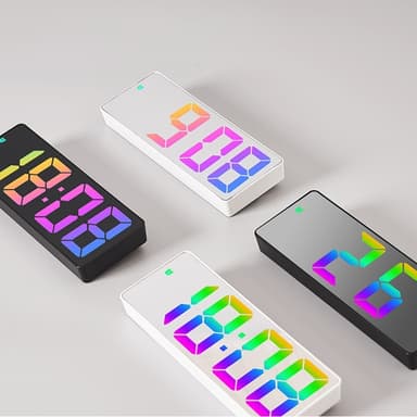 LED Klokke Elektronisk Digital Vekkerklokke Fargerik 12/24H Hvit