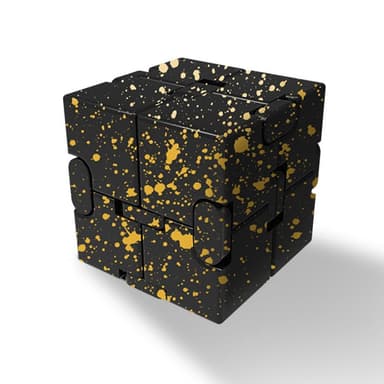 Fidget Toy Relaxation Infinite Cube Metal Flip Cube Svart-Gul