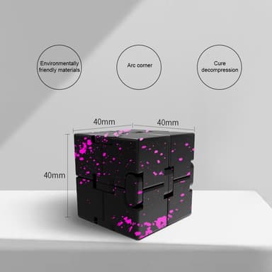 Fidget Toy Relaxation Infinite Cube Metal Flip Cube Svart-Gul