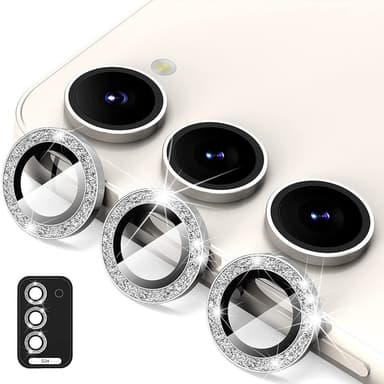 ENKAY kameralinsedeksel til Samsung Galaxy S24 herdet glass glitter