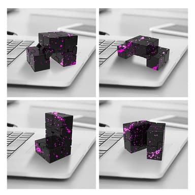 Fidget Toy Relaxation Infinite Cube Metal Flip Cube Svart-Gul