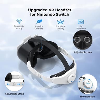 DEVASO kompatibel med Nintendo Switch VR-hodesett med justerbar hoderem