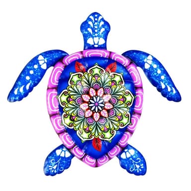 Turtle Iron Veggklistremerke Hagepynt 21,5x20cm - Blå