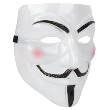 Anonym ansiktsmaske Guy Fawkes - Hvit-Rød