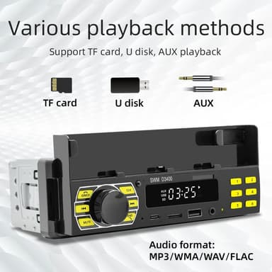 Bluetooth Stereo Bilstereo FM-radio MP3-spiller Telefonholder