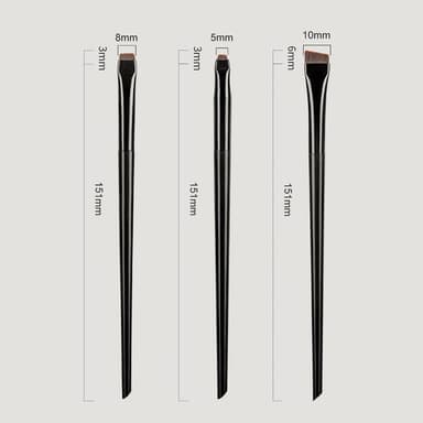 3stk sminkebørster Øyenskygge Eyeliner Øyenbrynsmakeup - Svart