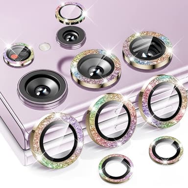ENKAY kameralinsedeksel til Samsung Galaxy S24 Ultra herdet glass glitter