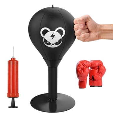 Boksepose bokseball med sugekopp med oppblåser og hansker