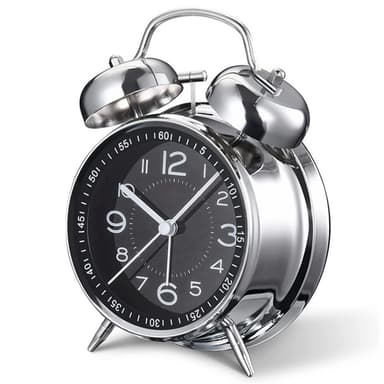 Retro Twin Bell Alarm Stille Vekkerklokke