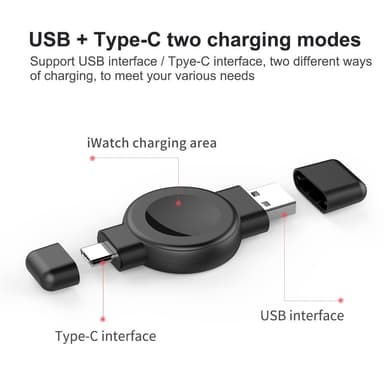 Lader til Watch Series + Samsung med USB-C+USB-kontakt