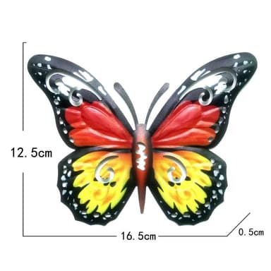 Art 3D Butterfly Vegghengende dekor Hagepynt Rødgul