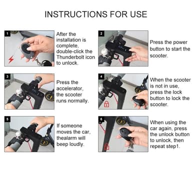 Tyverialarmsystem for Xiaomi 1S/M365/M365 Pro+fjernkontroll